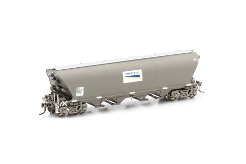 NGPF Grain Hopper, with Ground Operated Lids - Wagon Grime with White Freight Rail Grain Logos - 4 Car Pack NGH-27