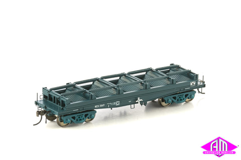 Fishbelly Underframe Wagon, NCX Coil Steel Wagon, PTC Blue without Tarp Hoops - 4 Car Pack NSW-22