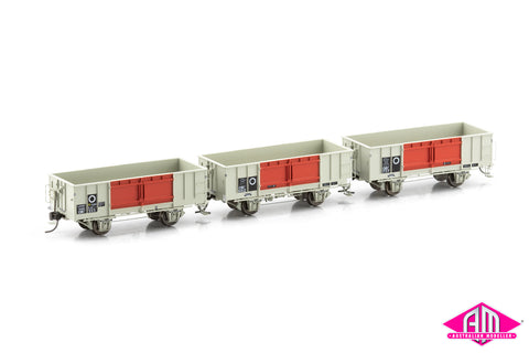 OER206 OBF Open Wagon - SAR Grey/Red, Prefabricated Doors, Roller Bearings (3 Pack)