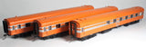 Powerline - PCCP-4 - Victorian ‘S’ Carriages Vic Rail Tea Cup Tangerine, Silver Ribbon - 3 Pack (HO Scale)