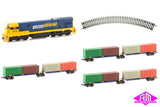 Pacific National C30 Loco & 3 Shared Bogie Container Wagons Set (With Track)