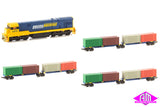 Pacific National C30 Loco & 3 Shared Bogie Container Wagons Set