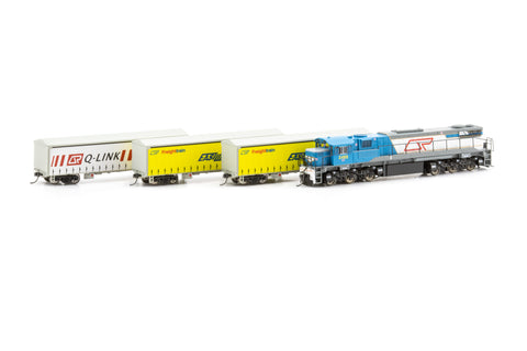 Queensland Rail Locomotive Starter Set With 3 Tautliner Wagons (HO Scale) SET04HO