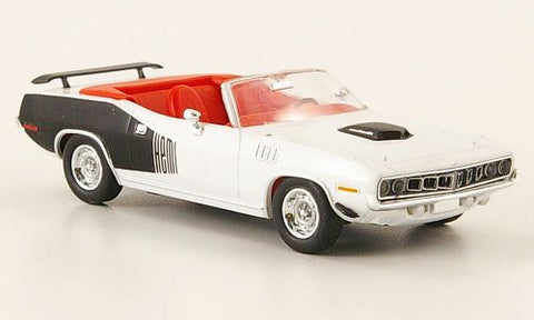 RIK38483 - Plymouth Hemi Cuda Convertible - White/Decorated (HO Scale)