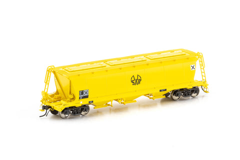 SHBX Grain Hopper - Large Doors, SAR Yellow, 4 Car Pack SGH-1