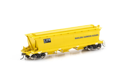 MHGX Grain Hopper - Large Doors, Manildra Harwood Sugar Yellow, 4 Car Pack SGH-8