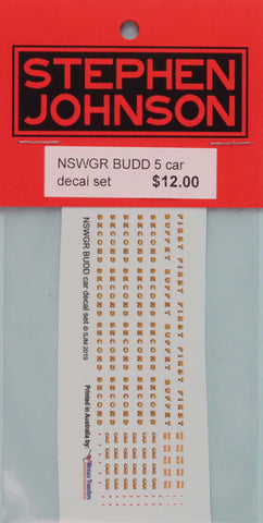 SJ-BUDD - Budd Car Decal Set (HO Scale)