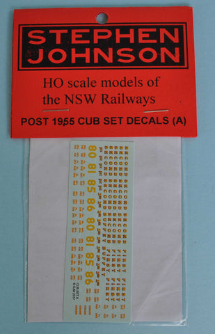 SJ-CUBD - L Car CUB Sets 80-86 Decal Set A (HO Scale)