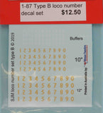 SJ-DBLOCO - Type B Loco Number Decal Set (HO Scale)