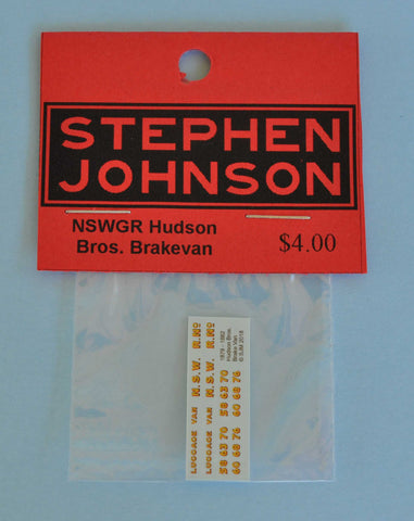 SJ-HUDD - Hudson Bros 6 Wheel Brakevan Decal Set (HO Scale)