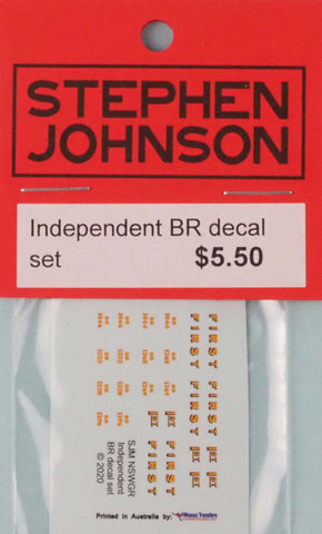 SJ-IDBR - Independent BR Decal Set (HO Scale)
