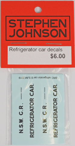 SJ-RCBKD - NSWGR Refrigerator Car Decal Set Black (HO Scale)