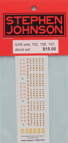 SJ-RSAB - R Car SAB Decal Set (HO Scale)