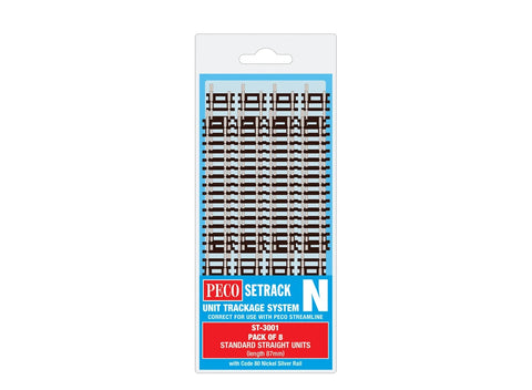 Peco - ST-3001 - Standard Straight - Pack of 8 (N Scale)