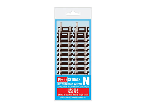 Peco - ST-3002 - Short Straight - Pack of 4 (N Scale)