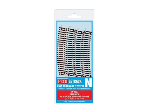 Peco - ST-3003 - Standard Curve - 1st Radius - Pack of 8 (N Scale)