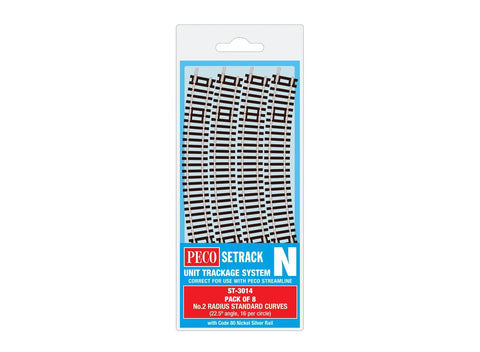 Peco - ST-3014 - Standard Curve - 2nd Radius - Pack of 8 (N Scale)