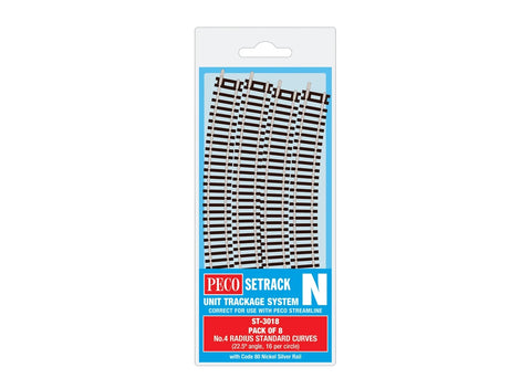 Peco - ST-3018 - Standard Curve - 4th Radius - Pack of 8 (N Scale)