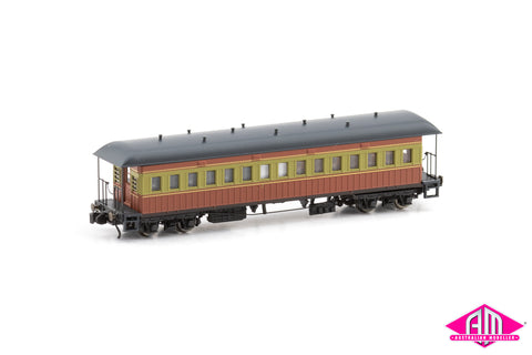FO Passenger Cars - Tuscan & Russet - Interurban Elliptical Roof - Early - Twin Pack (N Scale)