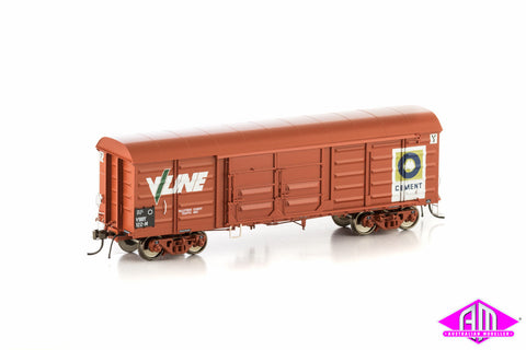 VBBY Box Van, VR Wagon Red with Blue Circle Cement & V/Line Logos, 4 Car Pack VLV-32