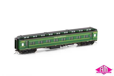 E Passenger Car The Overland AE First Class Car, Hawthorn Green with etched nameplate & 6 wheel bogie, 6-AE - Single Car VPC-35
