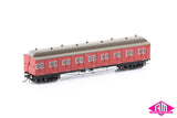 Tait VR Carriage Red with Disc Wheels & No Signs - 7 Car Set VPS-24 HO Scale