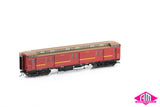 E Passenger Car Steamrail, Carriage Red with Yellow Stripe - 4 Car Set VPS-35