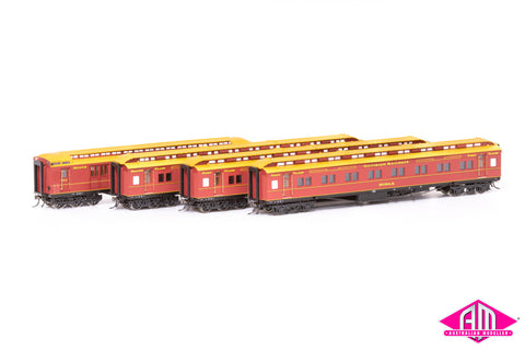 E Passenger Car Victorian Railways Heritage, Brown with Pinstriping - 4 Car Set VPS-38