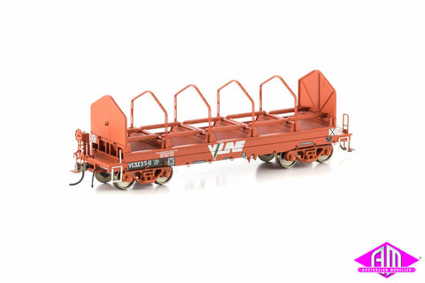 VCSX Coil Steel Wagon V/LINE Logo (with tarp supports) 4 Car Pack VSW-10